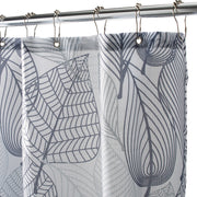GREY LEAVES SHOWER CURTAIN FABRIC WHT/GRY 180 X 180cm 120 GSM